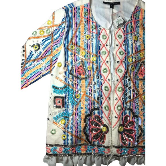 Indigo Moon Full Front Beaded Blazer size Medium New with Tags - Picture 6 of 14